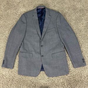 Tommy Hilfiger Blazer Mens 44L Gray Wool Blend Two Button Suit Jacket Lined